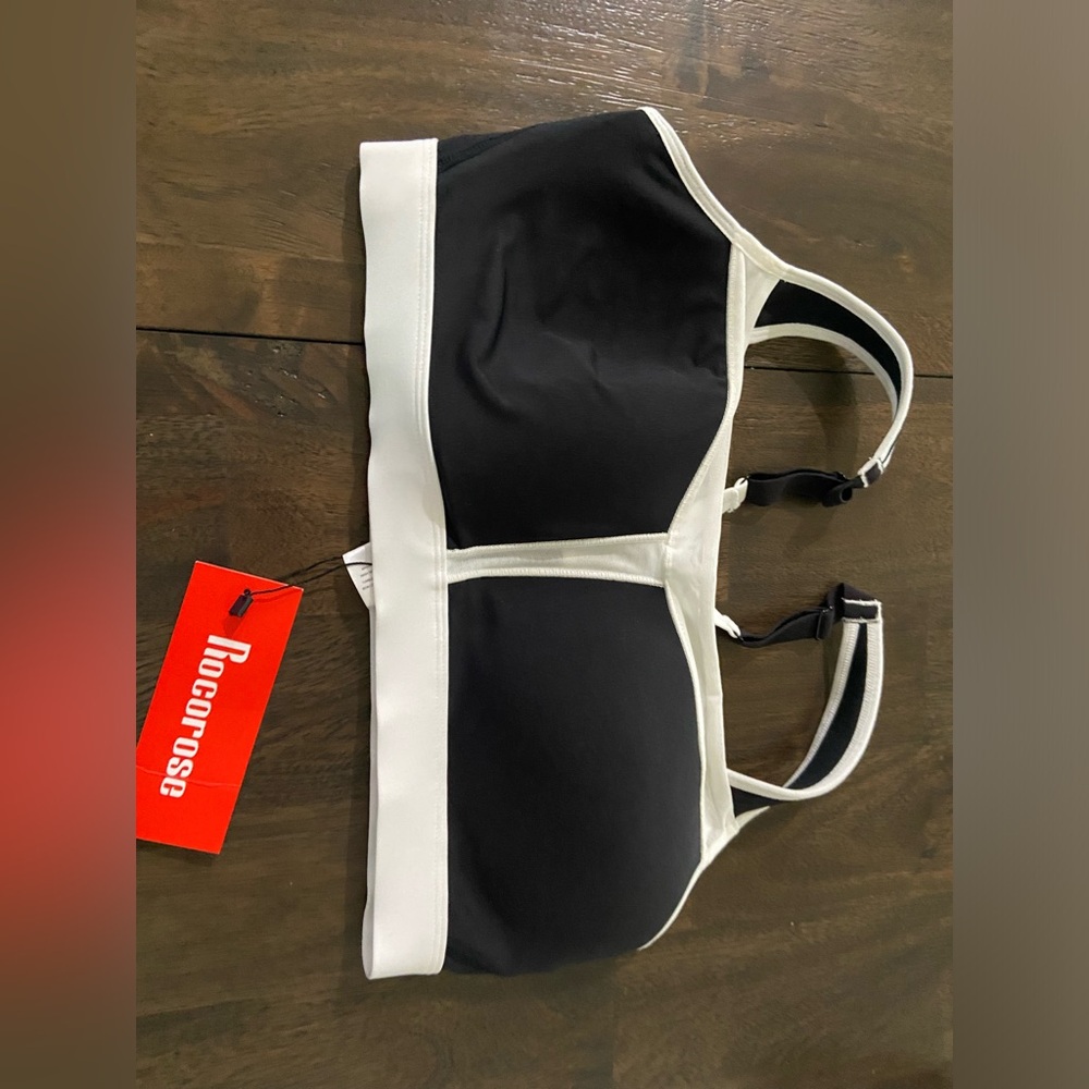 Rocorose XL black and white wireless bra NWT